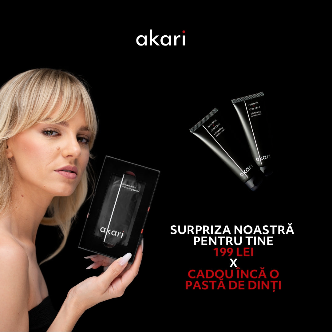 Ofertă Kit Benzi x Pastă Albire Dinți Akari